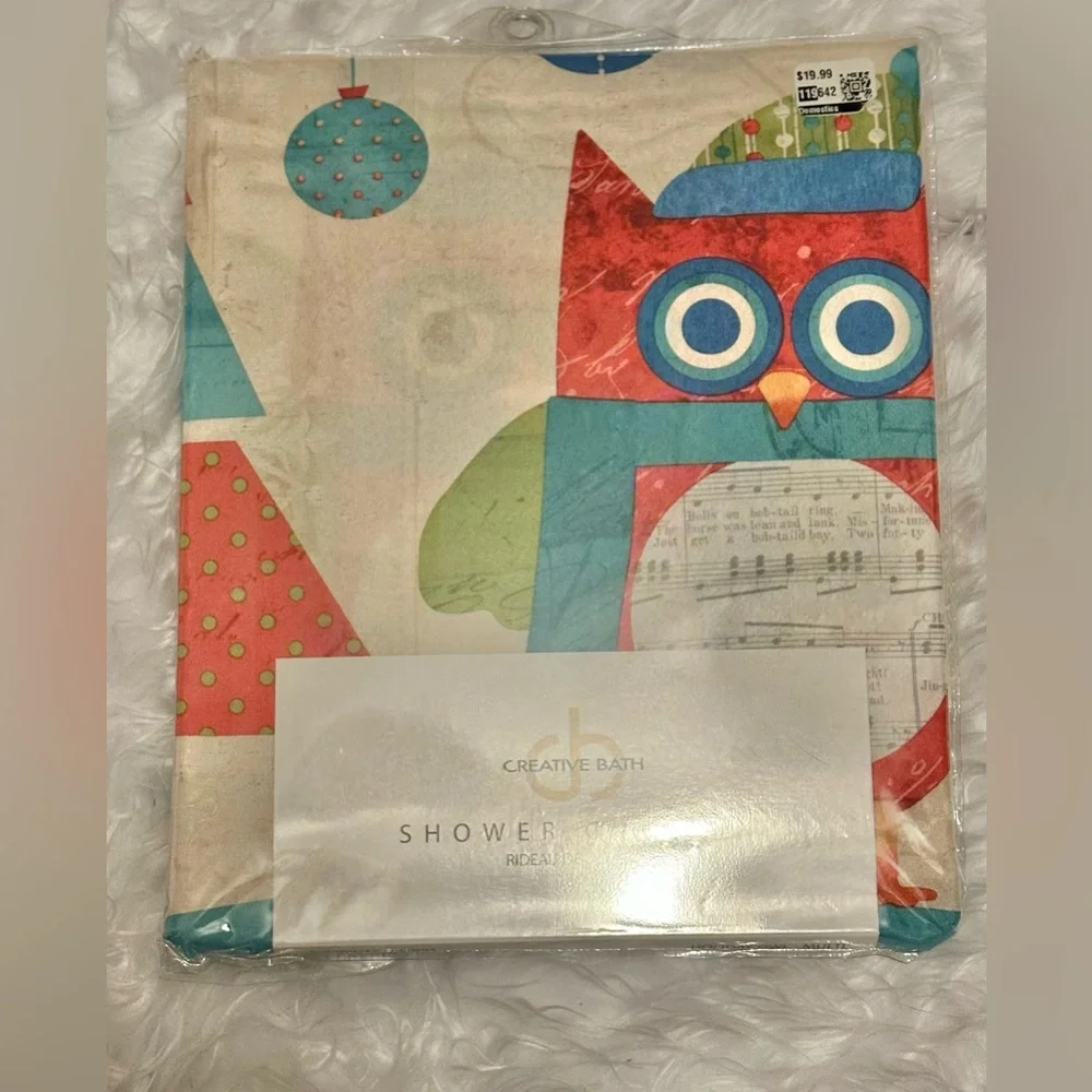 This is a Christmas Owl Shower Curtain